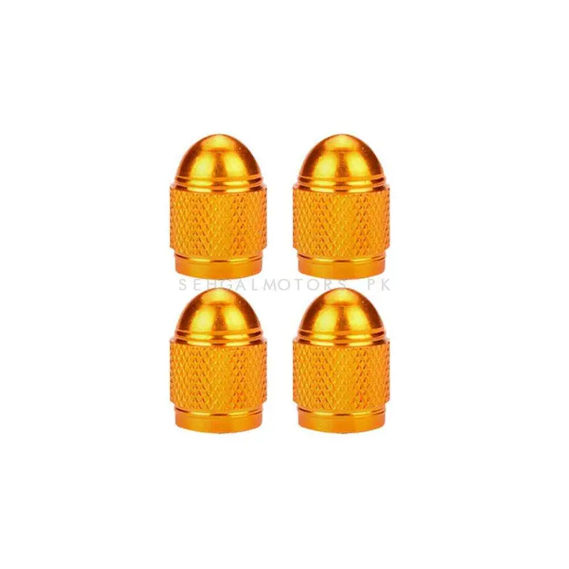 Tire Tyre Nut Style Air Valve Nozzle Caps Golden - 4 Pieces 2