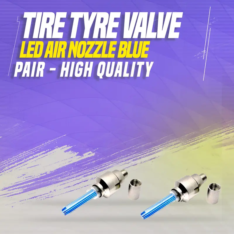 Tire Tyre Valve Led Air Nozzle Blue - Pair - High Quality Aluminum Led Tyre Valve Caps | Wheel Tire Covered Protector Dust Cover 1