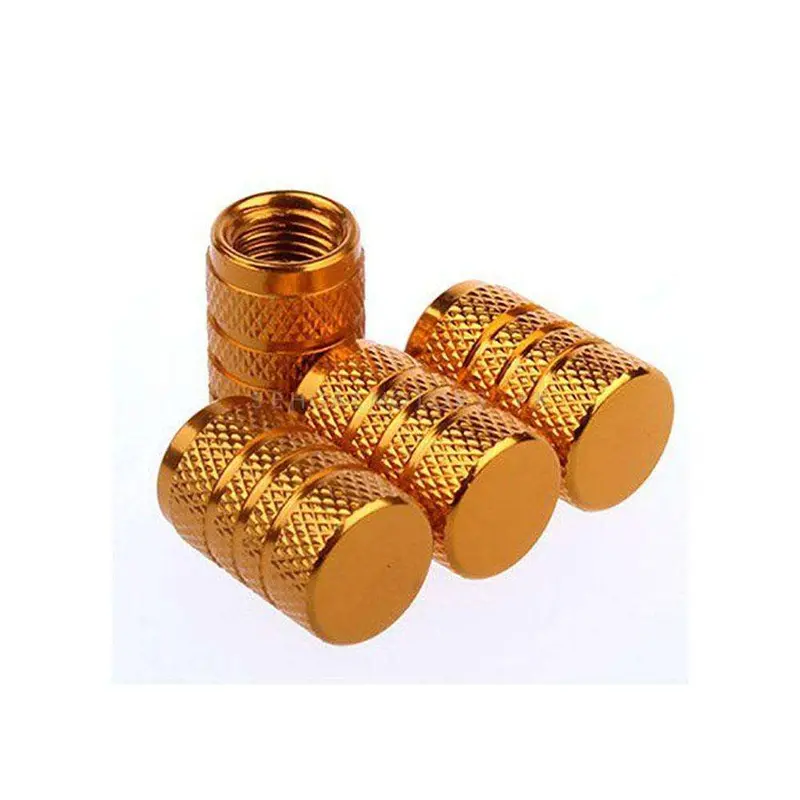 Tire Tyre Waves Style Air Valve Nozzle Caps Golden - 4 Pieces 2