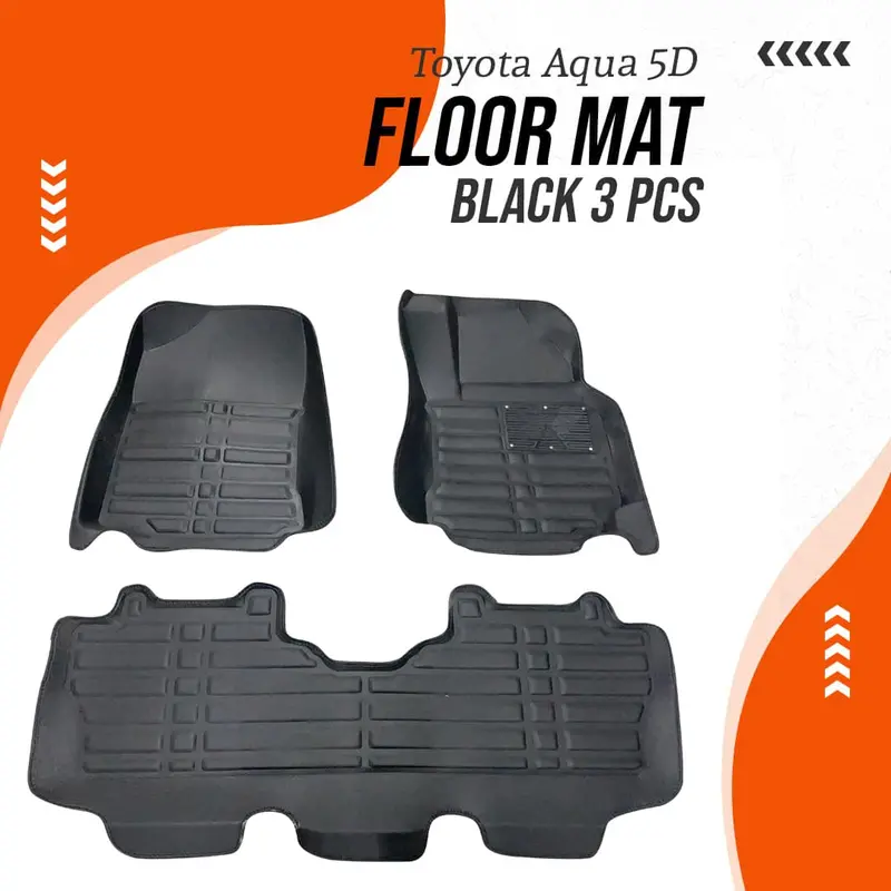 Toyota Aqua 5D Floor Mat Black 3 Pcs 2012 - 2021 1