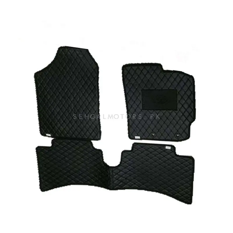 Toyota Aqua 7D Eco Floor Mats Black 2012 - 2021 - Stitched Multicolor Thread 3 Pcs 2