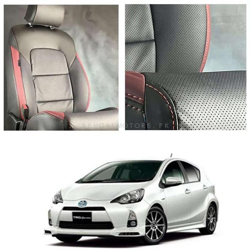 Toyota Aqua Breathable Black Red Seat Covers 2012 - 2021 2