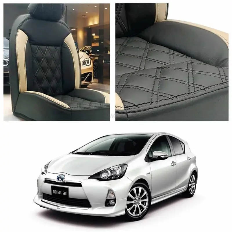 Toyota Aqua Diamond Cut Black Beige Seat Covers 2012 - 2021 1