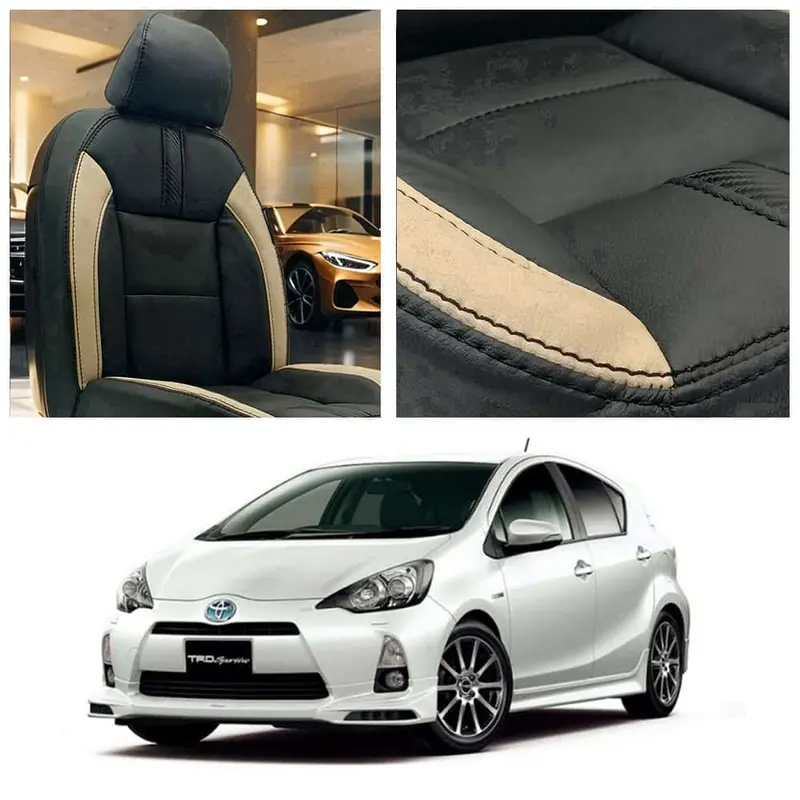 Toyota Aqua Type R Black Beige Seat Covers 2012 - 2021 1