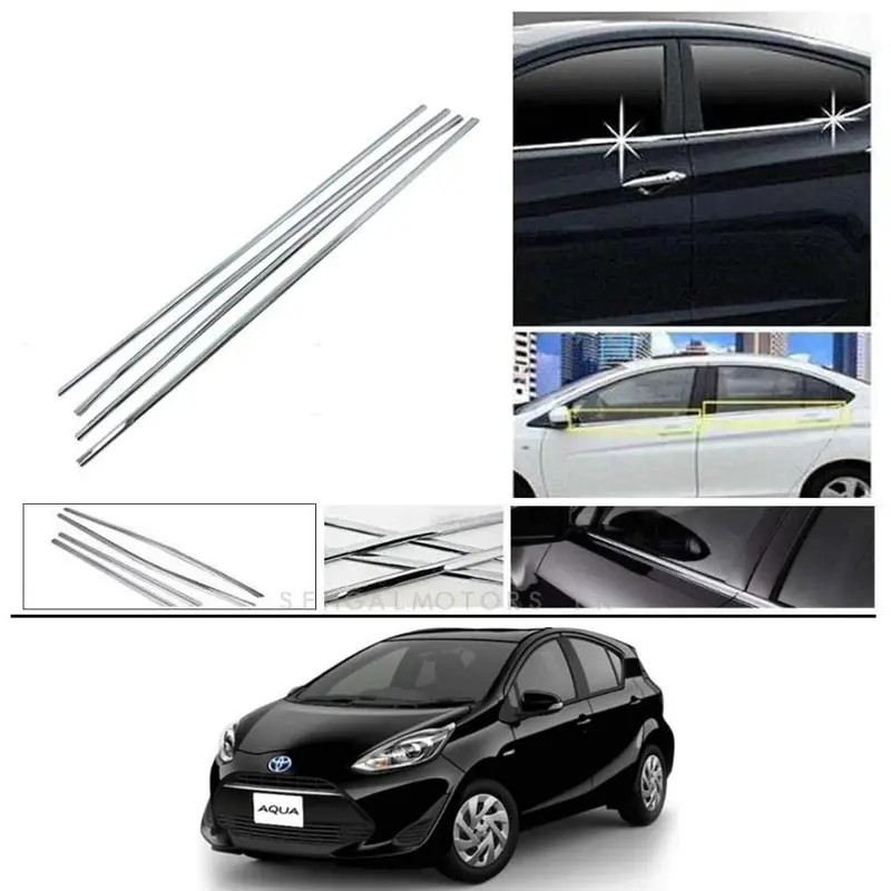 Toyota Aqua Window Weather Strips Chrome 6 Pcs 2012 - 2024 1