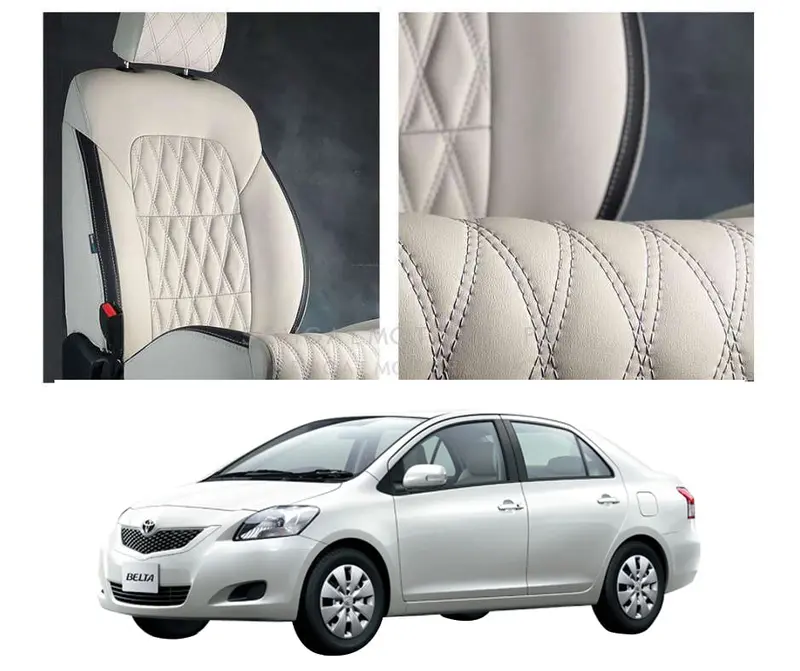 Toyota Belta Diamond Cut Beige Black Seat Covers 2005 - 2012 1