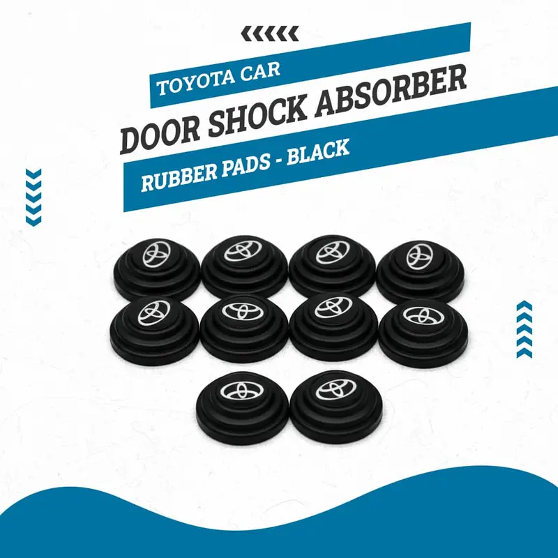 Toyota Car Door Shock Absorber Rubber Pads - Black | With Logo 12 Pcs Car Protection Set | Door Protectors 1