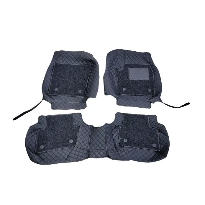 Toyota Chr 9D Floor Mats Mix Thread 3 Pcs - Black With Black Grass 2