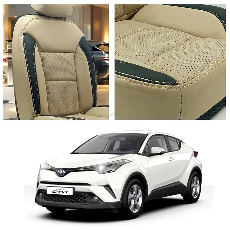 Toyota Chr Breathable Beige Black Seat Covers 2017 - 2021 1