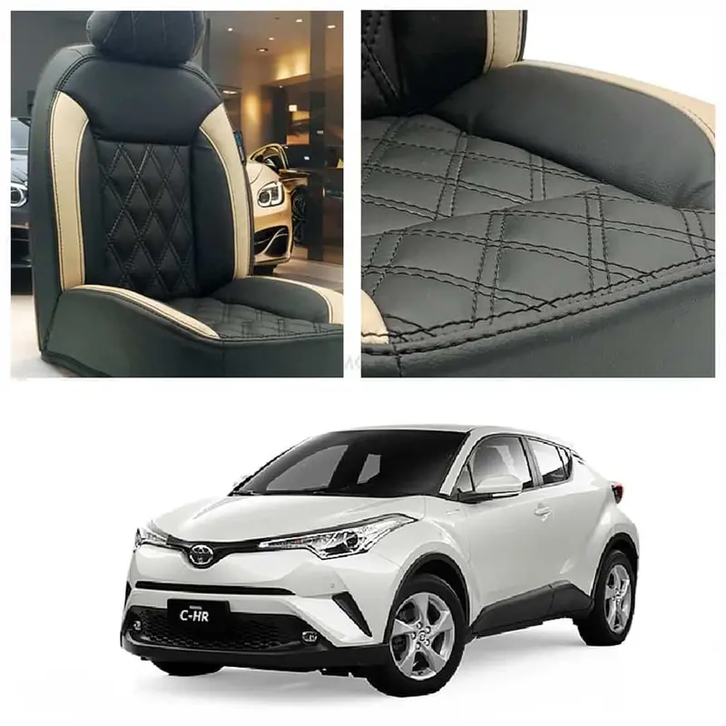 Toyota Chr Diamond Cut Black Beige Seat Covers 2017 - 2021 1