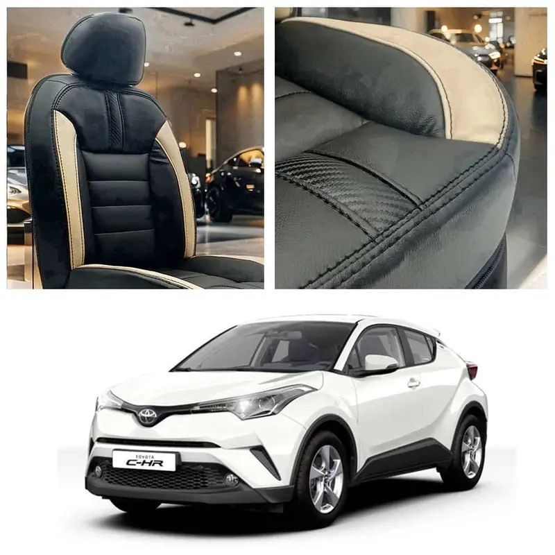 Toyota Chr Hockey Design Black Beige Seat Covers 2017 - 2021 1