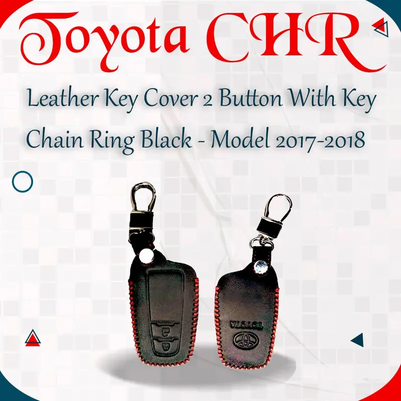 Toyota Chr Leather Key Cover 2 Button With Keychain 2017 - 2021 - - Ring Black 1