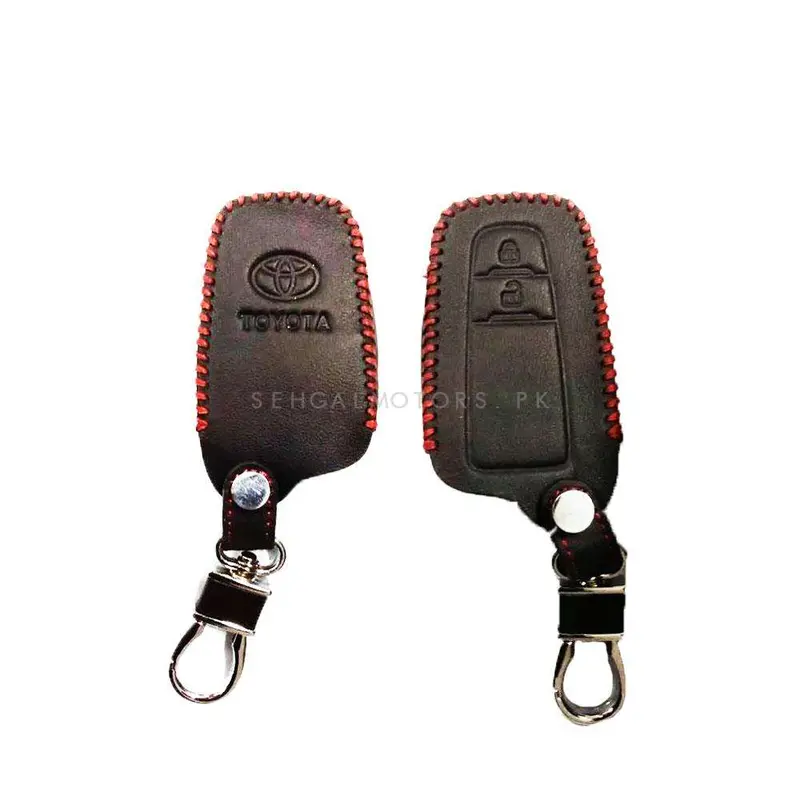 Toyota Chr Leather Key Cover 2 Button With Keychain 2017 - 2021 - - Ring Black 2