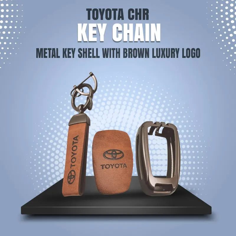 Toyota Chr Metal Key Shell Case Cover Brown With Logo 2017 - 2024 - Key Chain - Replacement Casing 1