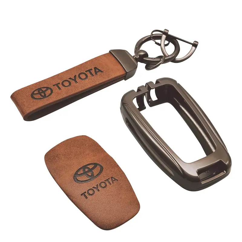 Toyota Chr Metal Key Shell Case Cover Brown With Logo 2017 - 2024 - Key Chain - Replacement Casing 2