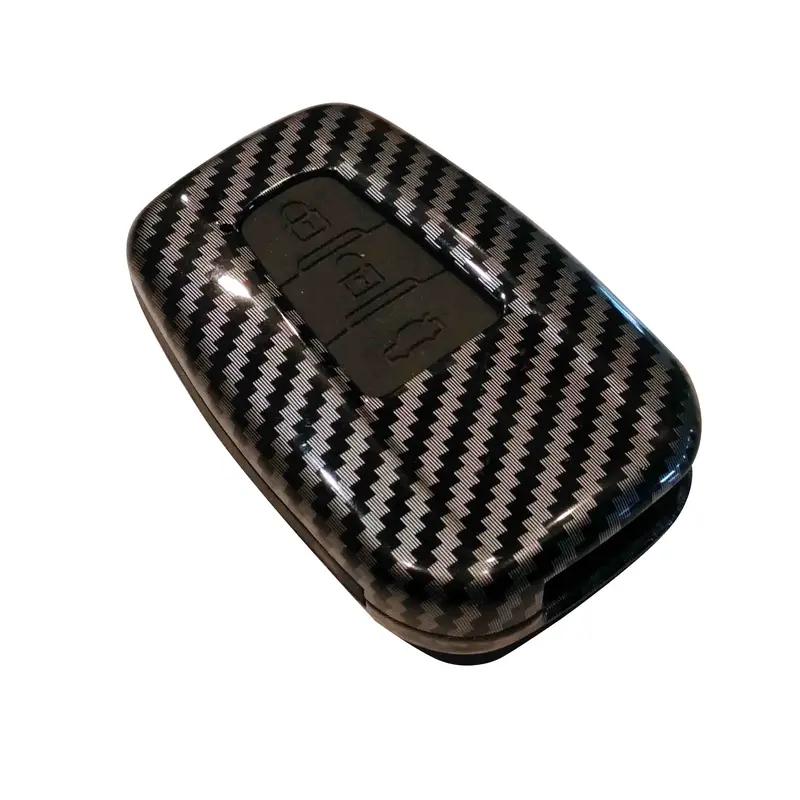 Toyota Chr Plastic Key Cover Carbon Fiber 3 Button 2017 - 2021 - - With Black Pvc 2
