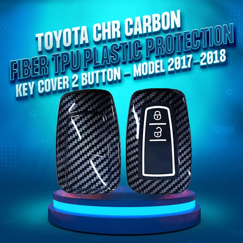 Toyota Chr Plastic  Key Cover Pvc  2 Button 2016 - 2024 - - Carbon Fiber With Black 1