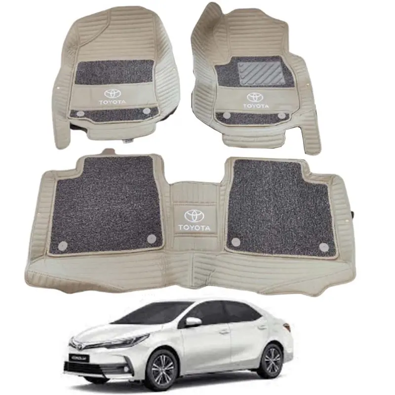 Toyota Corolla 10D Floor Mats Beige With Beige Grass With Logo 3 Pcs - Model 2016-22 1