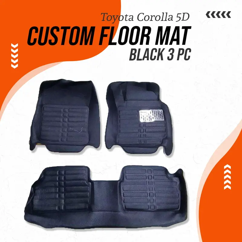 Toyota Corolla 5D Custom Floor Mat Black 3 Pcs 2000 - 2008 1