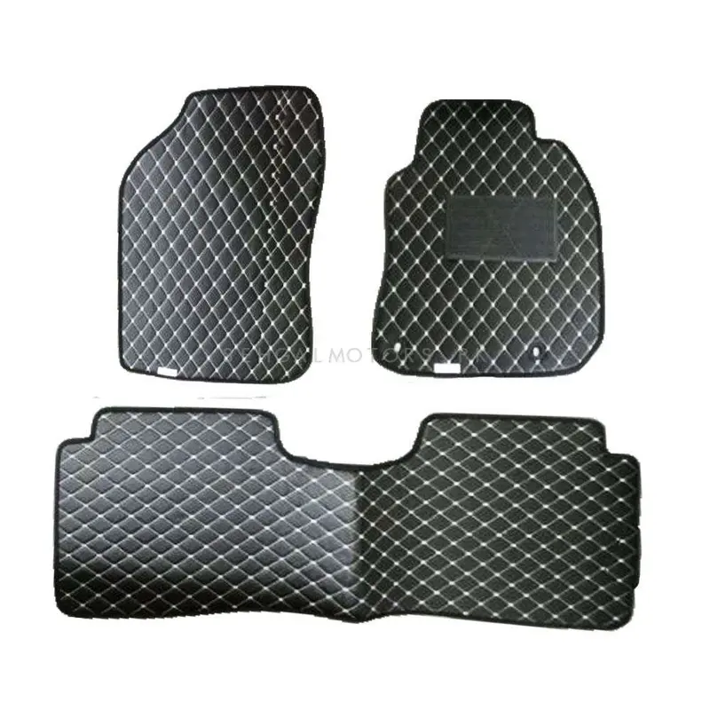 Toyota Corolla 7D Eco Floor Mats Black 2014 - 2021 - Stitched Multicolor Thread 3 Pcs 2
