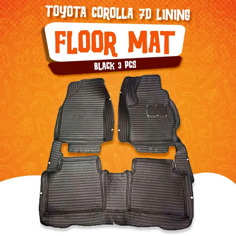 Toyota Corolla 7D Lining Floor Mats - Black - 3 Pcs Set 2017 - 2025 1