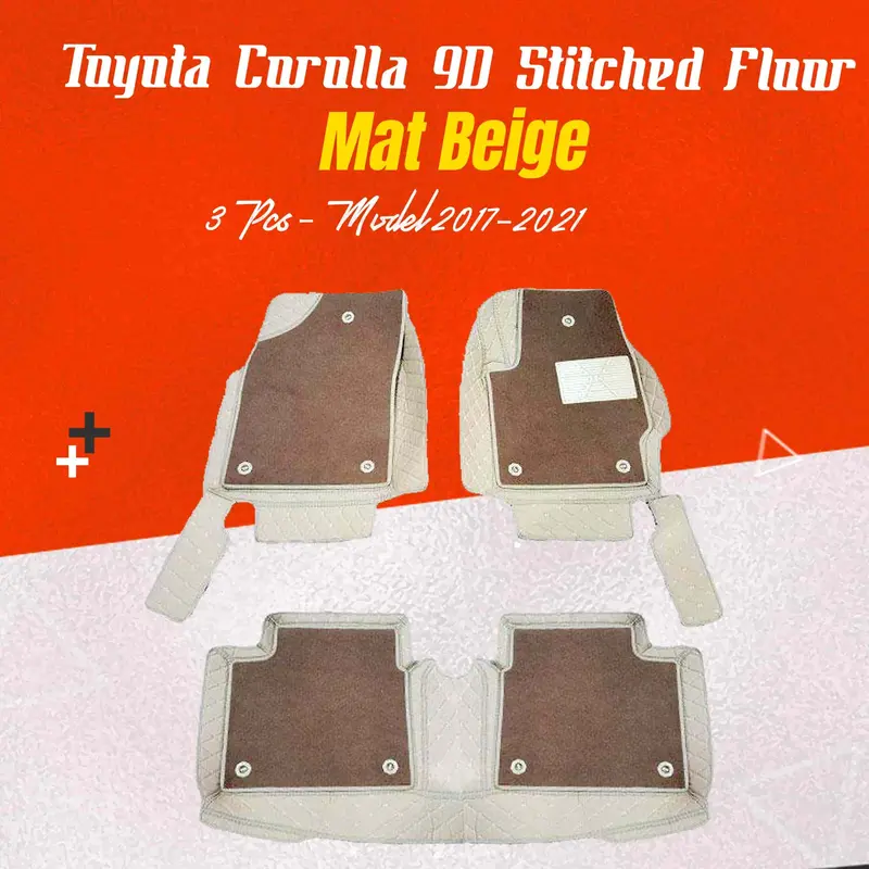 Toyota Corolla 9D Stitched Floor Mat Mix Thread Beige 3 Pcs 2017 - 2024 1