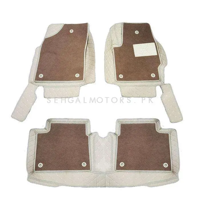 Toyota Corolla 9D Stitched Floor Mat Mix Thread Beige 3 Pcs 2017 - 2024 2