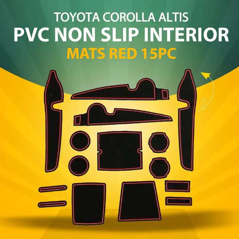 Toyota Corolla Altis Pvc Non Slip Interior Mats Red 15Pc 2019-2022 1