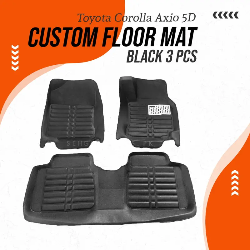 Toyota Corolla Axio 5D Custom Floor Mat Black 3 Pcs 2018 - 2021 1