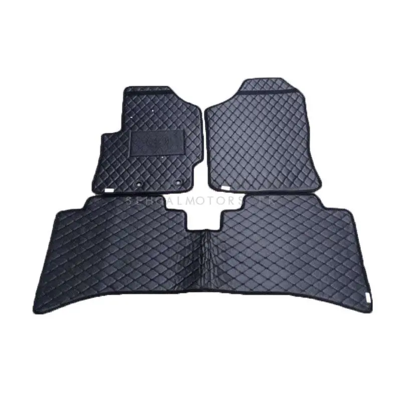 Toyota Corolla Axio 7D Eco Floor Mats Black 2012 - 2021 - Stitched Multicolor Thread 3 Pcs 2