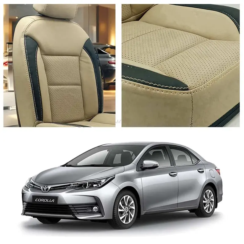 Toyota Corolla Breathable Beige Black Seat Covers 2014 - 2021 1