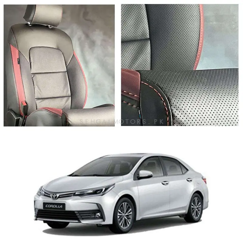 Toyota Corolla Breathable Black Red Seat Covers 2014 - 2021 1