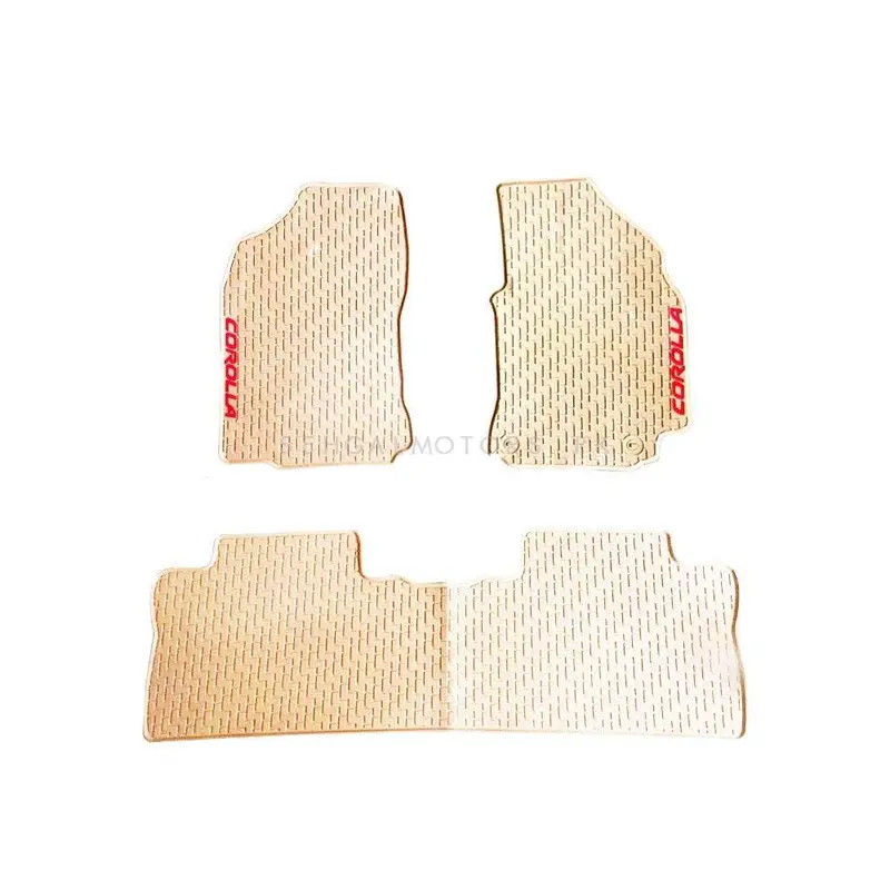 Toyota Corolla Custom Fit Pvc Rubber Floor Mat Beige Mix Design 3 Pcs - Model 2012-2014 2
