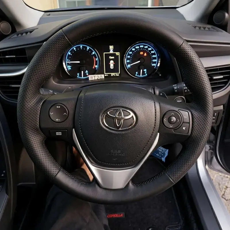 Toyota Corolla Custom Fit Stitchable Perforated Steering Wheel Cover 2