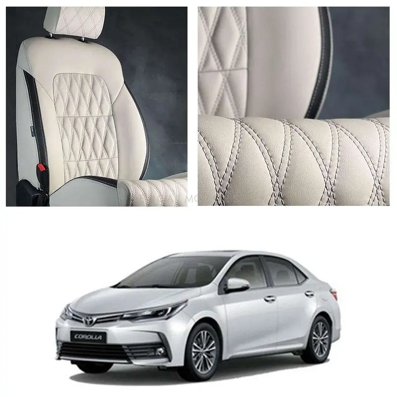 Toyota Corolla Diamond Cut Beige Black Seat Covers 2014 - 2021 1