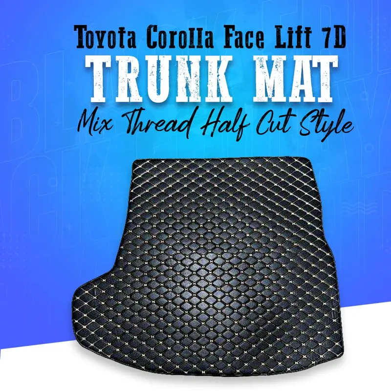 Toyota Corolla Face Lift 7D Trunk Mat Mix Thread Half Cut Style 2017 - 2021 1