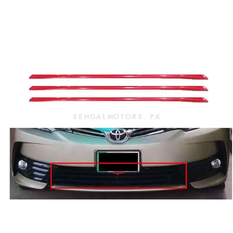 Toyota Corolla Face Lift Lower Grille Trims Red 3 Pc 2014 - 2017 2