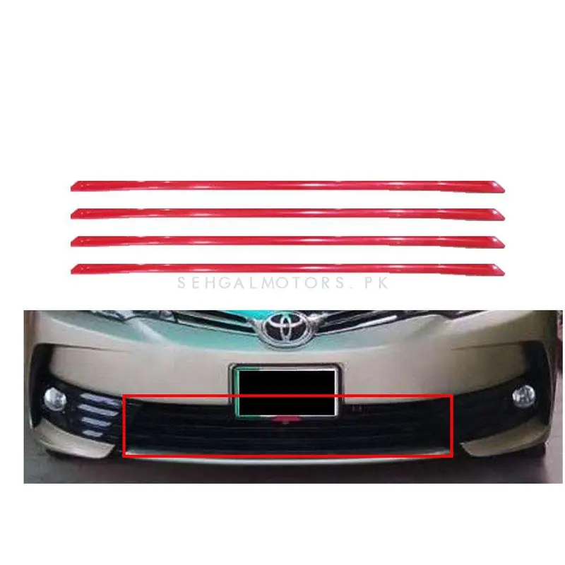Toyota Corolla Face Lift Lower Grille Trims Red 4Pc 2017 - 2021 2