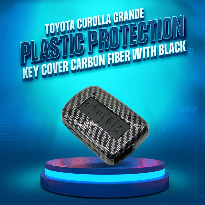 Toyota Corolla Grande Plastic Key Cover Pvc 4 Buttons 2017 - 2021 - - Carbon Fiber With Black 1