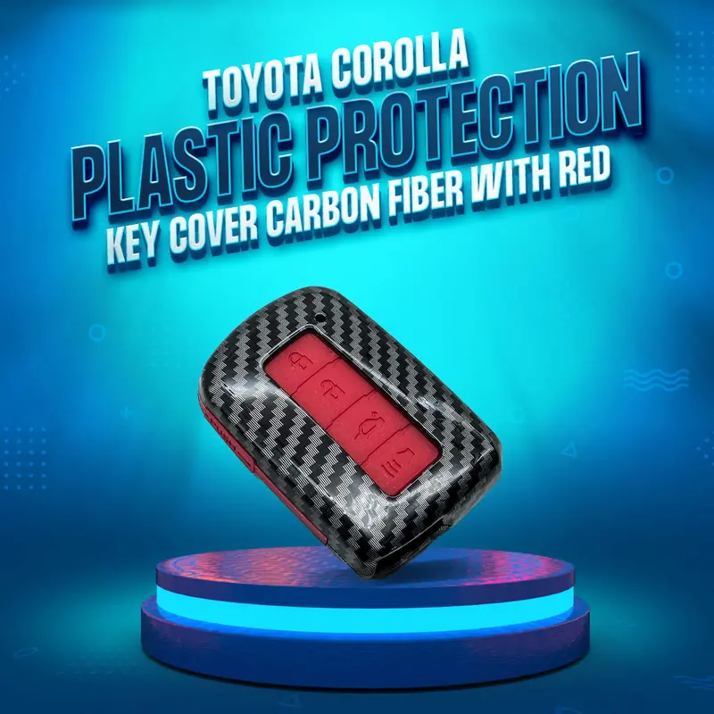 Toyota Corolla Grande Plastic Key Cover Pvc 4 Buttons 2017 - 2021 - - Carbon Fiber With Red 1