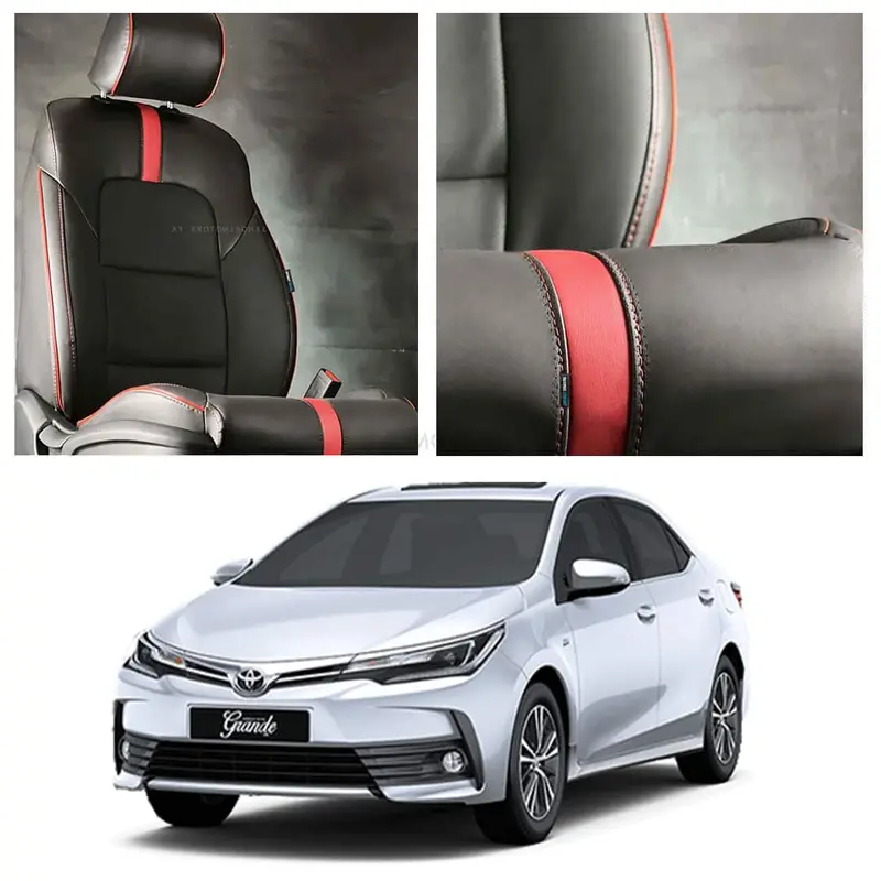 Toyota Corolla Grande Seat Cover Type R Black Red 2014 - 2021 - Genuine Design 1