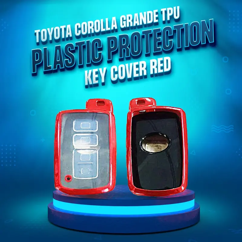 Toyota Corolla Grande Tpu Plastic Protection Key Cover Red 4 Button - Model 2021-2022 1