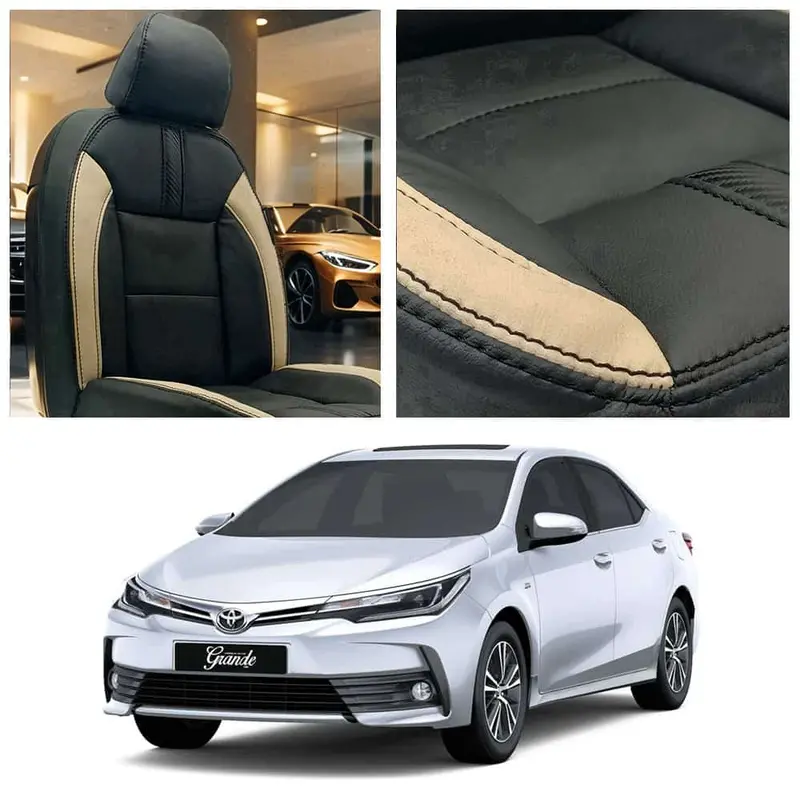 Toyota Corolla Grande Type R Black Beige Seat Covers 2014 - 2021 1
