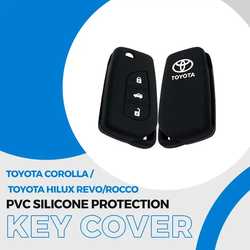 Toyota Corolla/Hilux/Revo/Rocco Pvc Silicone Key Cover Jack Knife - - 3 Button 1