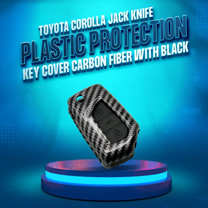 Toyota Corolla Jack Knife Plastic Key Cover Pvc 3 Buttons 2015 - 2016 - - Carbon Fiber With Black 1