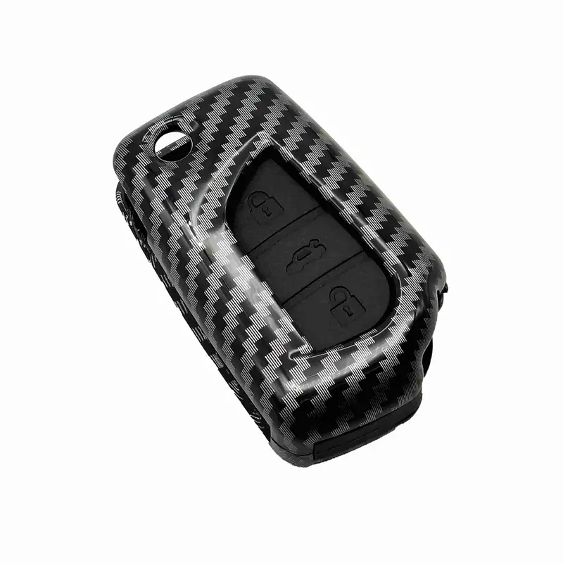 Toyota Corolla Jack Knife Plastic Key Cover Pvc 3 Buttons 2015 - 2016 - - Carbon Fiber With Black 2