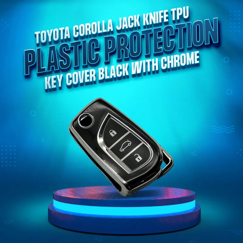 Toyota Corolla Jack Knife Tpu Key Cover Black With Chrome 2015 - 2016 1
