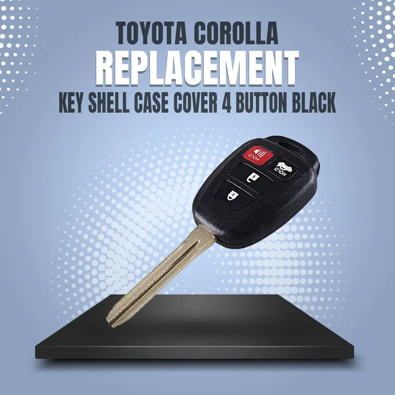 Toyota Corolla Key Shell Case Cover Black 4 Button 2014-2017 - Replacement Casing 1
