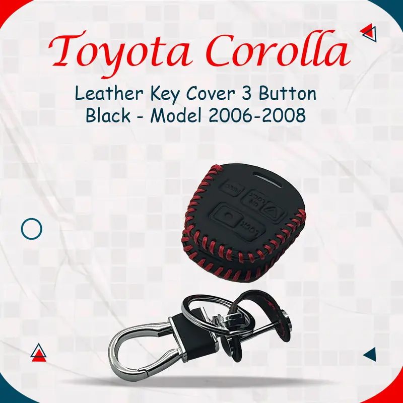 Toyota Corolla Leather Key Cover 3 Button Black 2006 - 2008 1