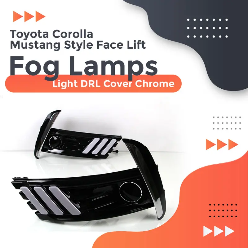 Toyota Corolla Mustang Style Fog Lamps Drl Cover Chrome 2017 - 2021 1